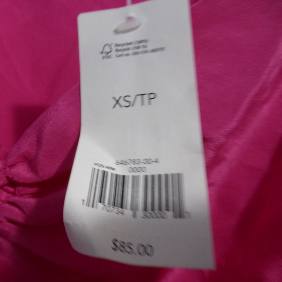 BANANA REPUBLIC | xs, extra small | Silk Hot Pink Puff Sleeve Blouse | NWT - Picture 8 of 15